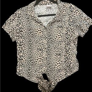 Leopard Print Button-Up Blouse